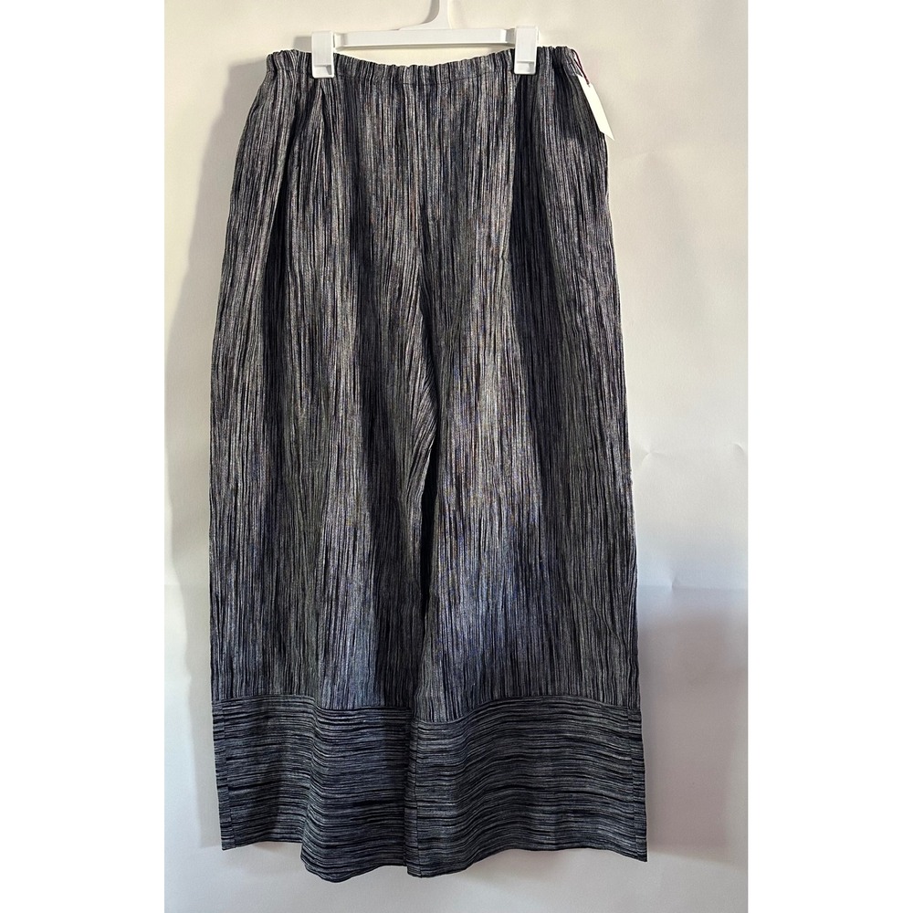 Go Lightly 100% Linen Wide Leg Striped Pants Black White Made in USA Size 3 NWT